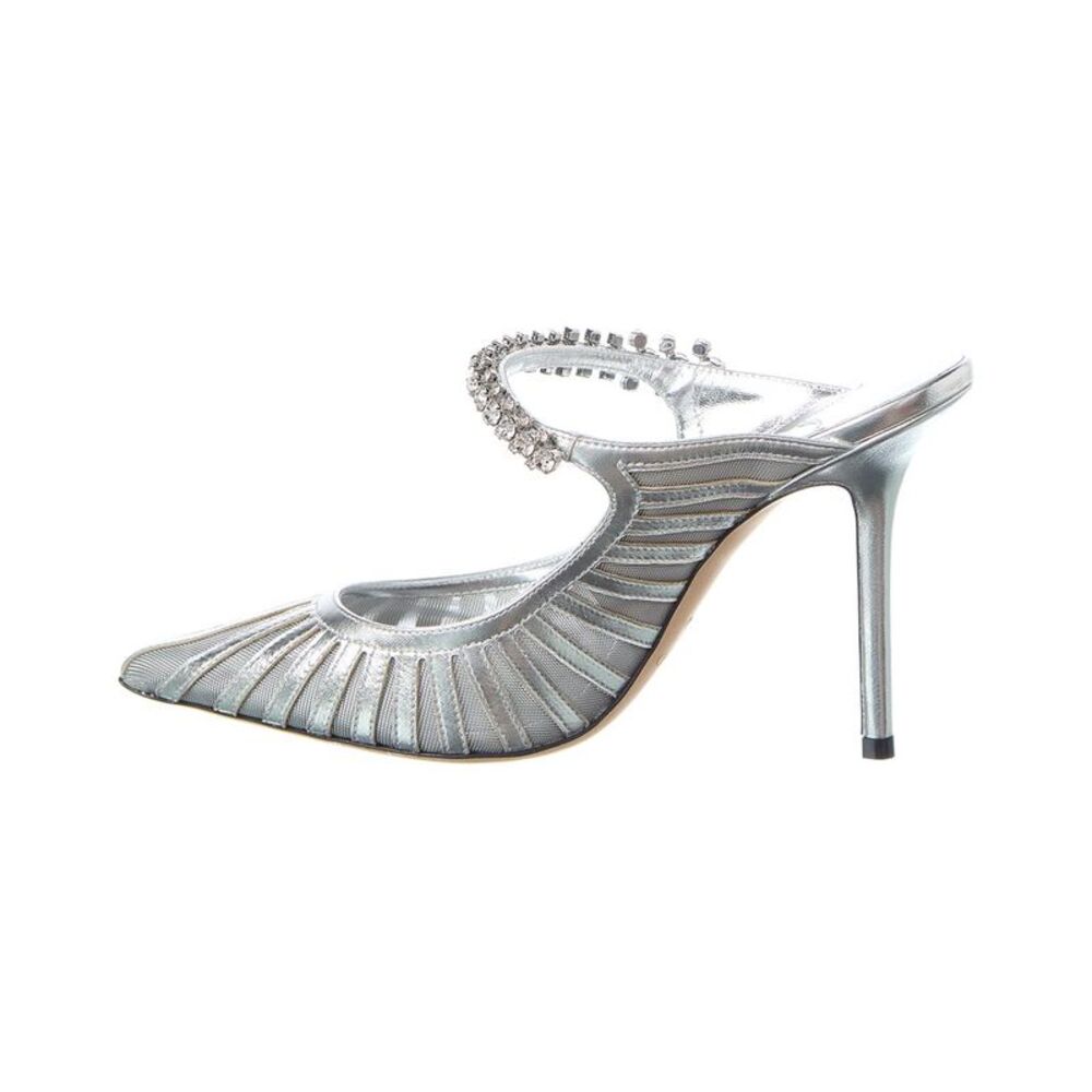 Jimmy Choo Bing 100 Mesh & Leather Mule, Silver - Picture 2 of 5